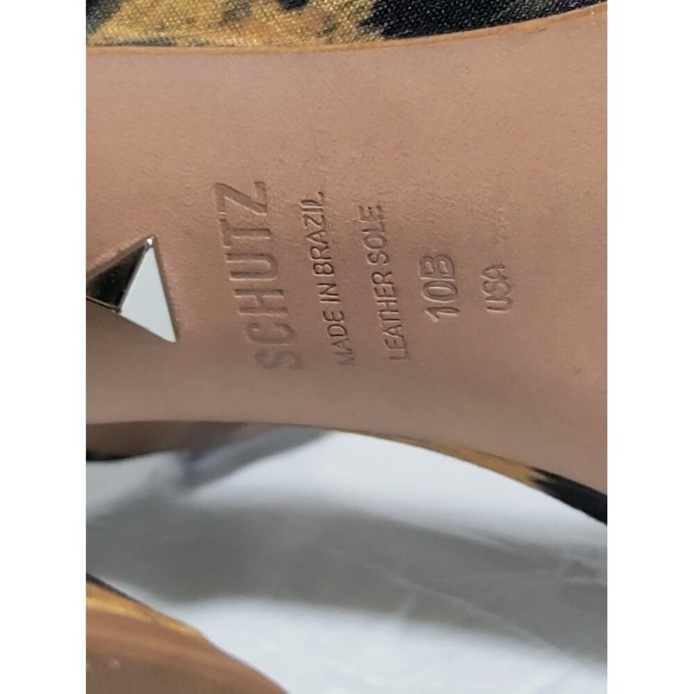 Schutz Leopard Print Stack Block Heel Strappy Pum… - image 8